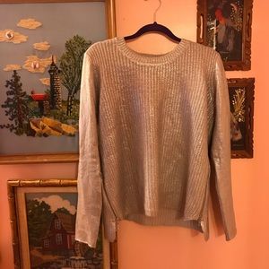 Saks Fifth Ave Silver Foil Side Zip Sweater